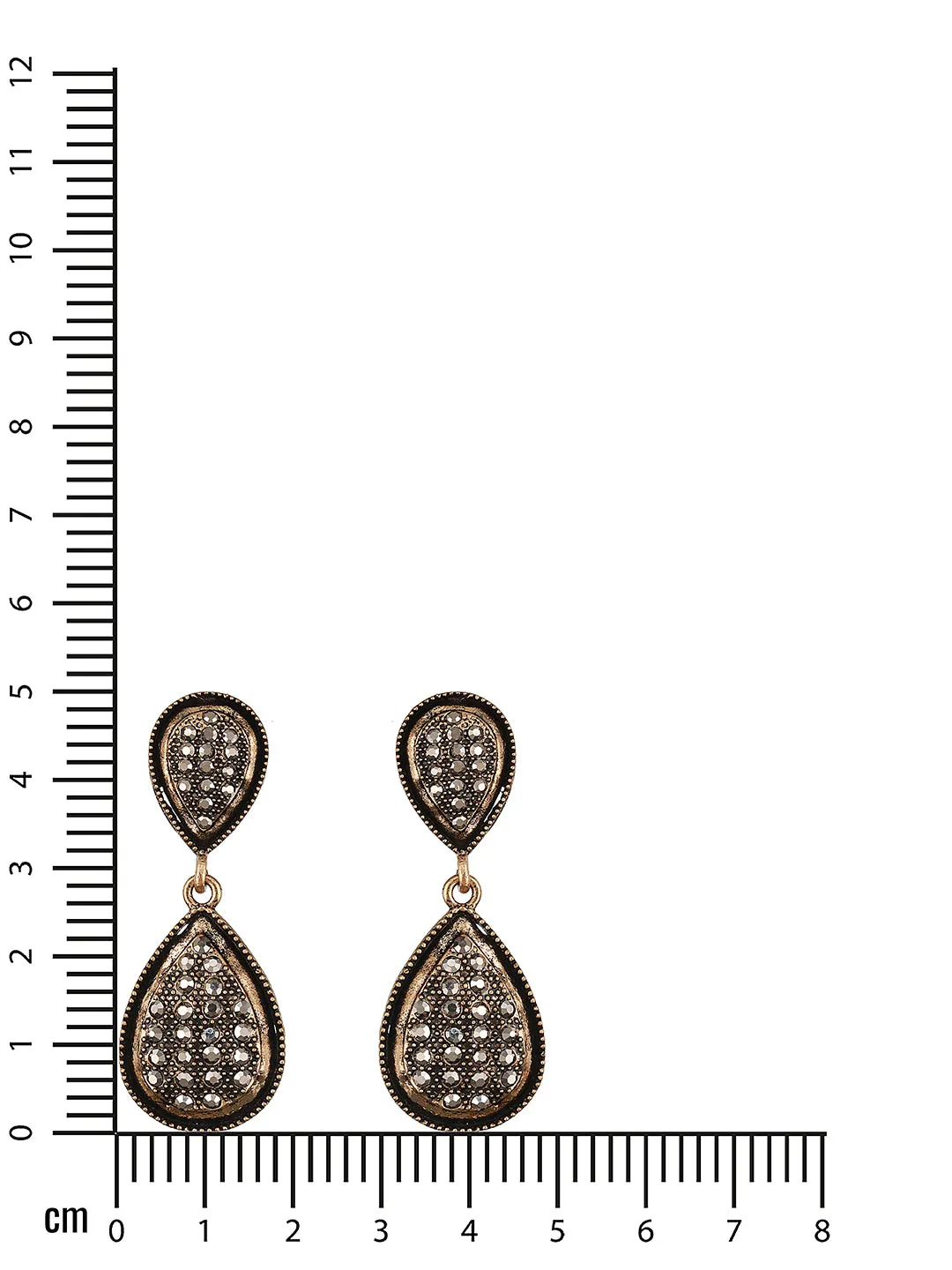 Black & Gold-Plated Contemporary Tear Drop Earrings