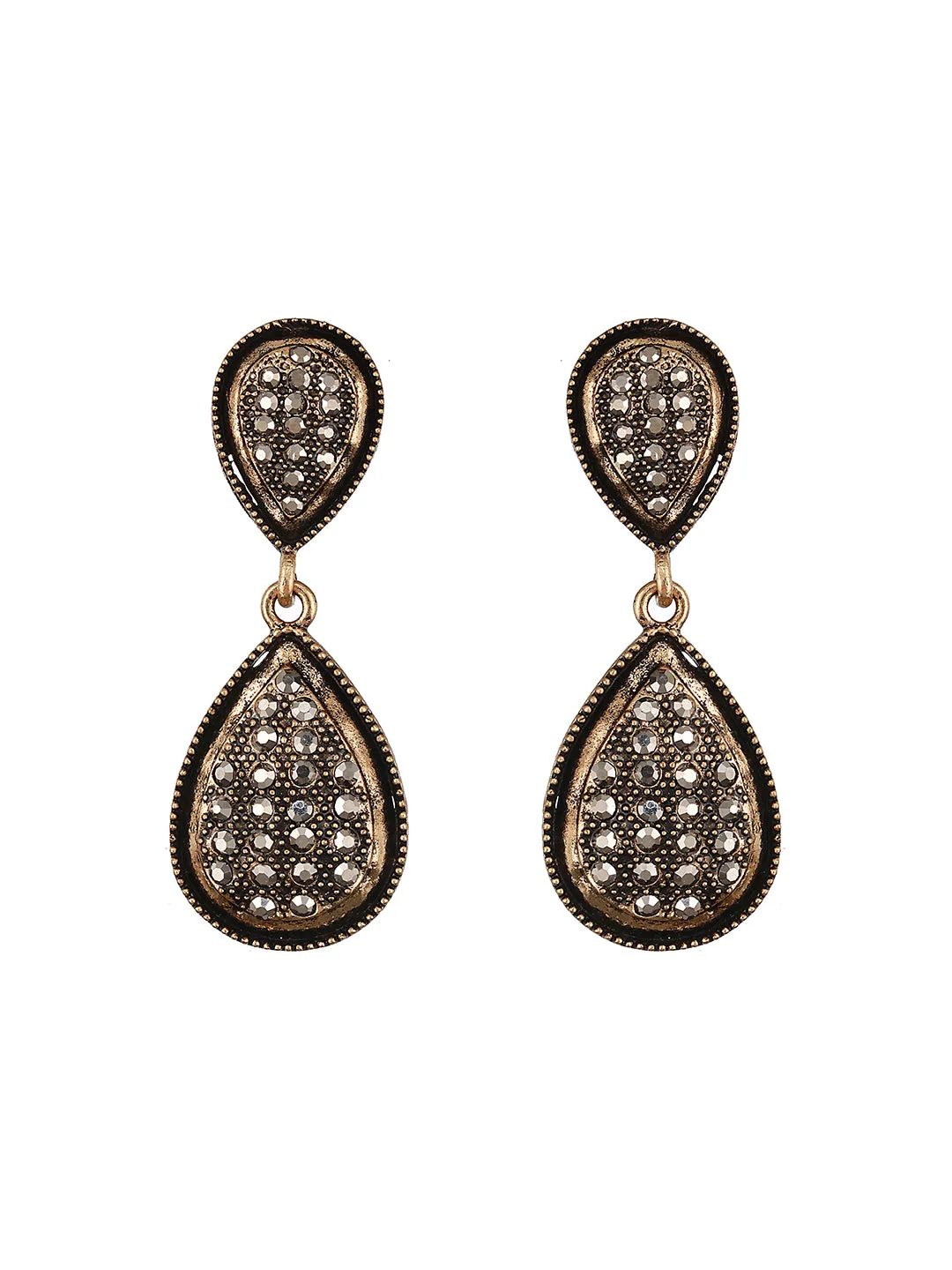 Black & Gold-Plated Contemporary Tear Drop Earrings