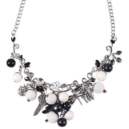 Bonsny Statement Enamel Fruit Bird Butterfly Necklace Flower AlloyLong Chain Collar New Fashion Brand Jewelry For Women