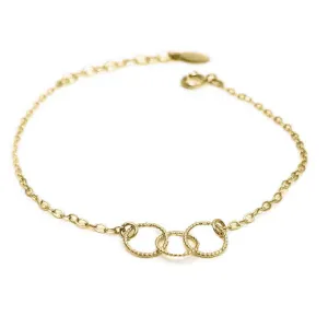 Bracelet - Trio 14k Gold-fill Circles on Gold-fill Chain by Foamy Wader