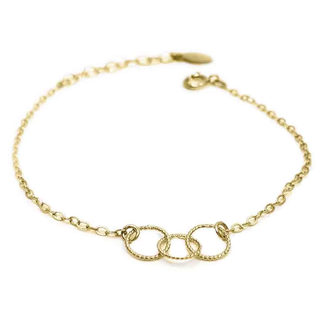 Bracelet - Trio 14k Gold-fill Circles on Gold-fill Chain by Foamy Wader