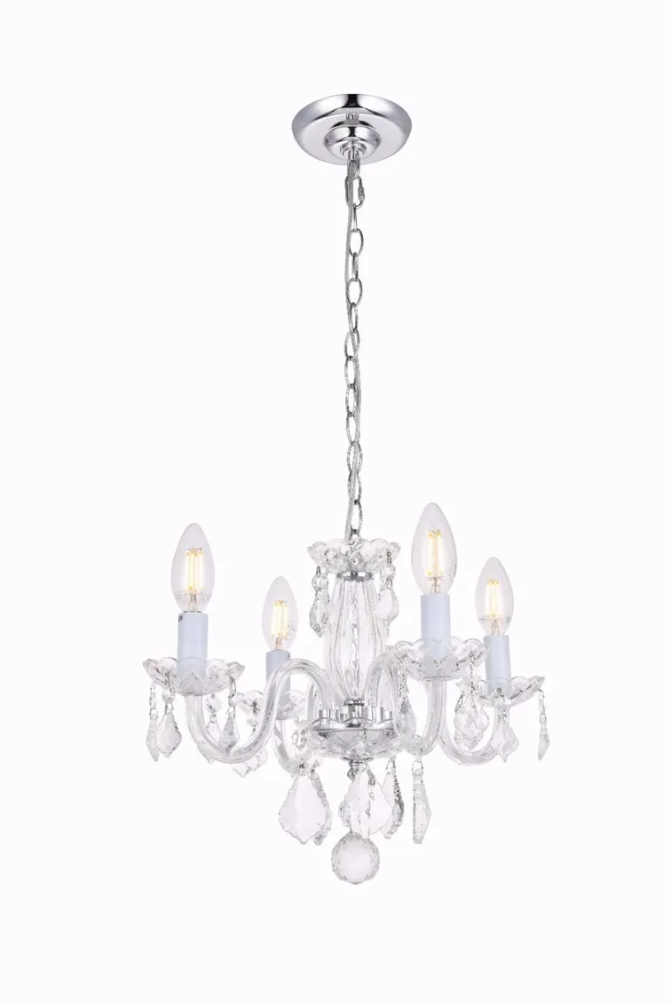 C121-7804D15C/RC - Regency Lighting: Baroque 4 light Chrome Pendant Clear Royal Cut Crystal