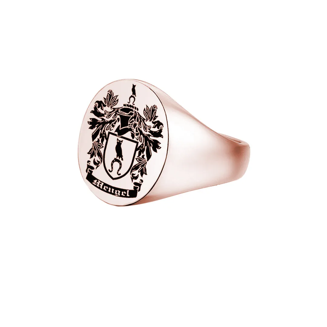 Carved Signet Round Ring Base for Family Crest - Solid Gold