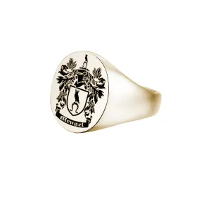 Carved Signet Round Ring Base for Family Crest - Solid Gold