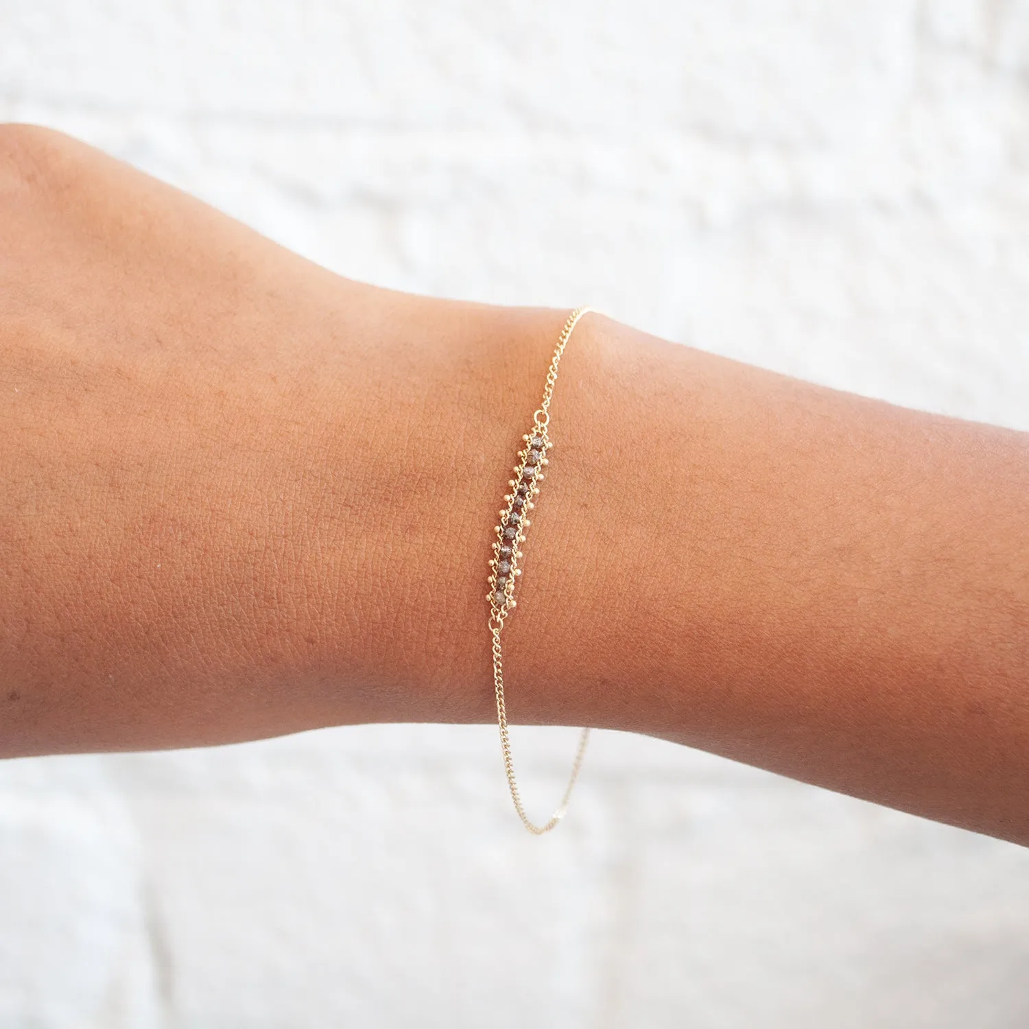 Champagne Diamond Textile Row Bracelet