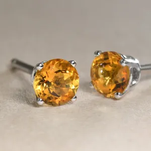 Citrine Studs In White Gold