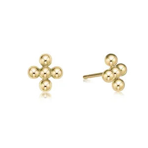 Classic Beaded Signature Cross Stud - 4mm Bead Gold