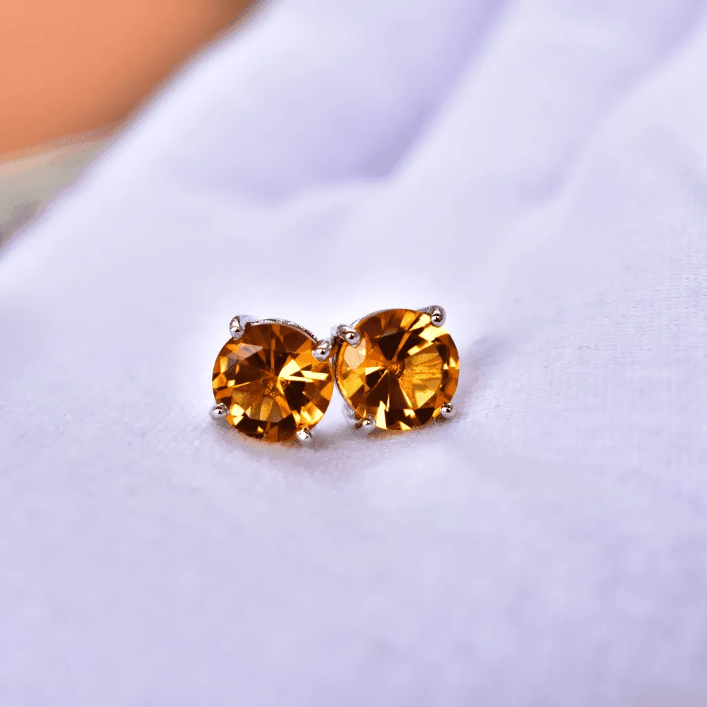 Classic - Citrine Studs Earrings