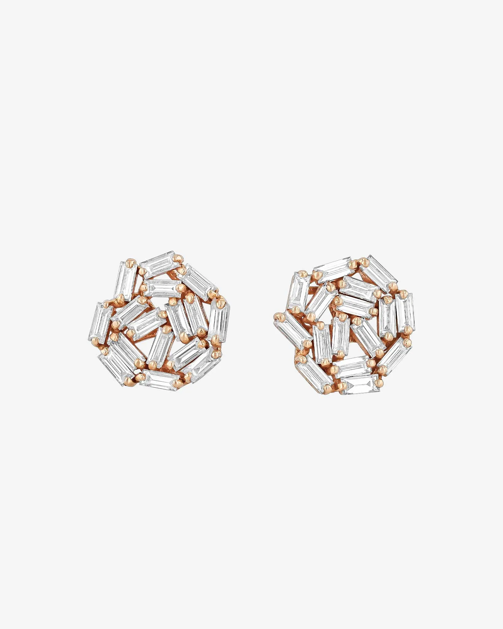 Classic Diamond Round Baguette Studs