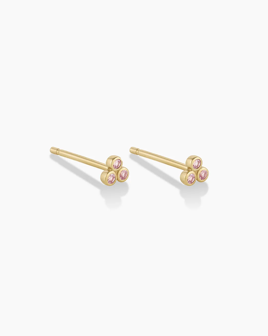 Classic Pink Sapphire Trio Studs