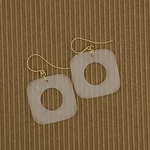 Clear Frosted Small Deco Square Earrings