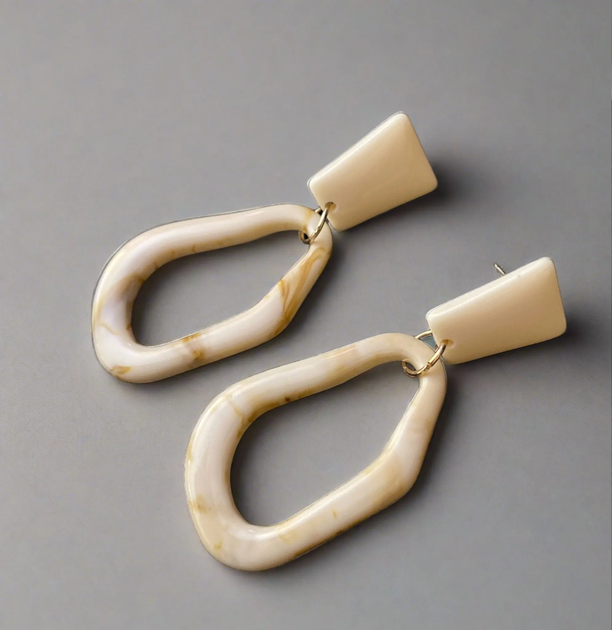 Contemporary ivory white Korean earrings