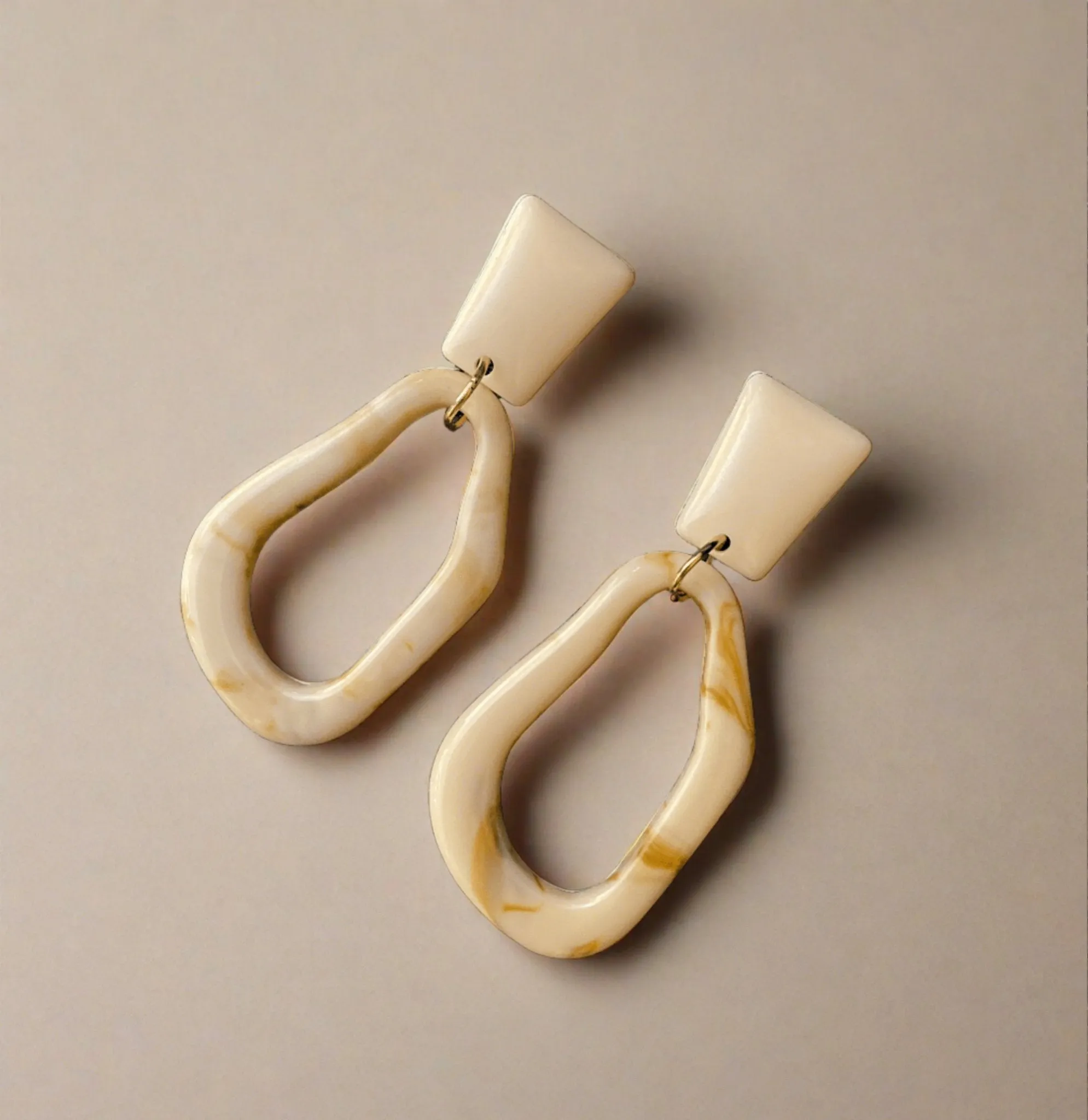 Contemporary ivory white Korean earrings