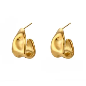 Contemporary Melted Irregular Hoops Earrings