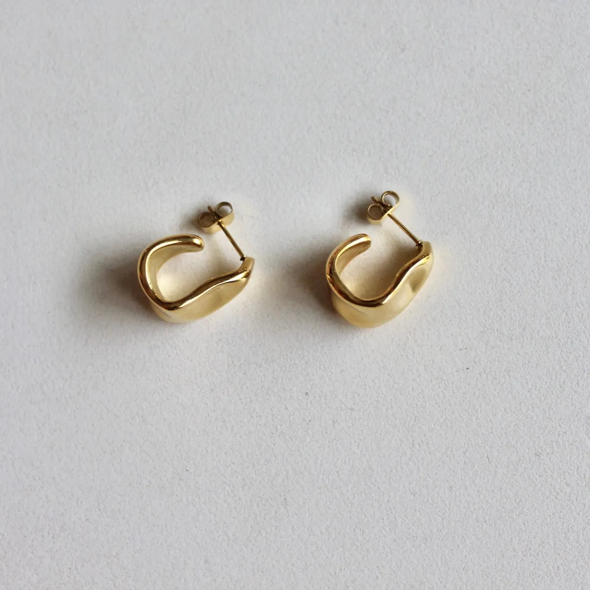 Contemporary Melted Irregular Hoops Earrings