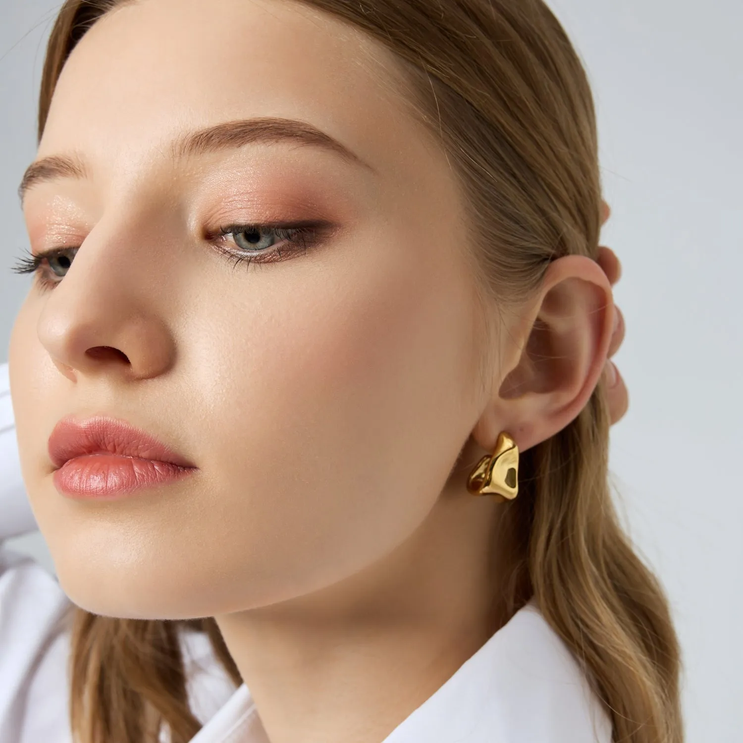 Contemporary Melted Irregular Hoops Earrings