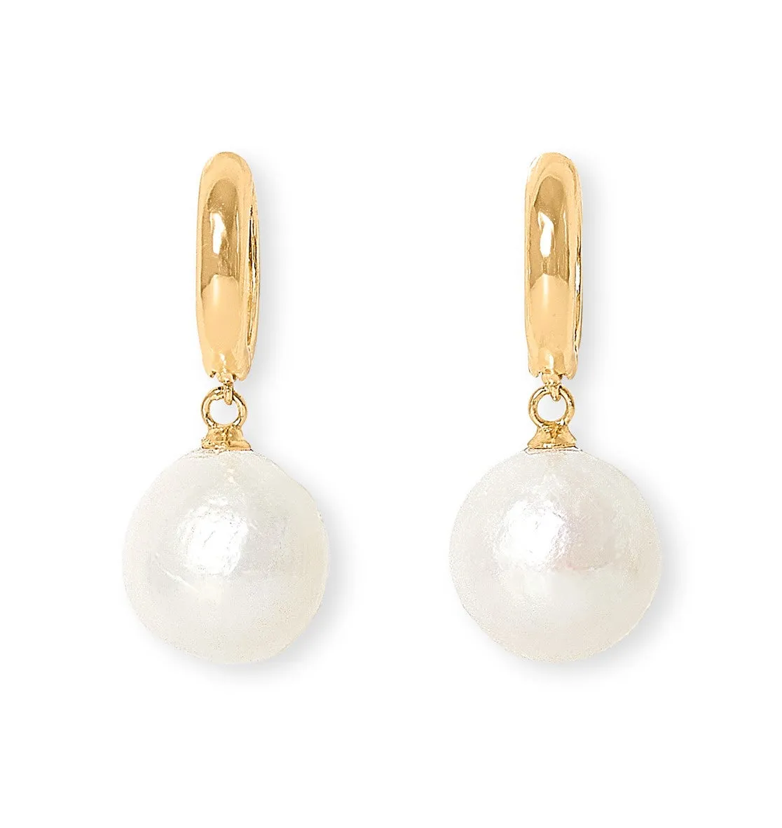 Credo chunky gold hoop earrings with baroque cultured freshwater pearls