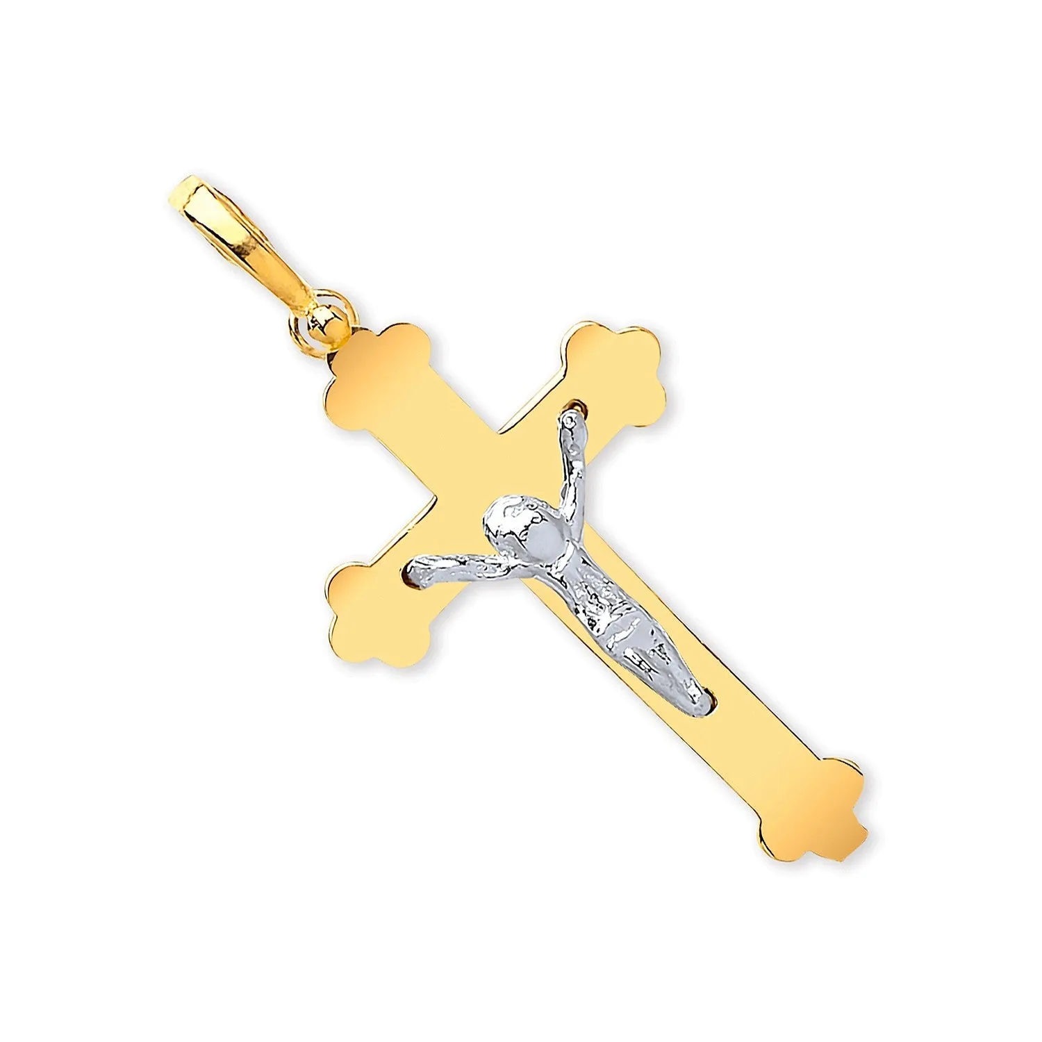 Crucifix Cross Pendant Necklace in 9ct 2 Tone Gold 1.2g