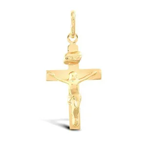 Crucifix Cross Pendant Necklace in 9ct Yellow Gold 0.9g