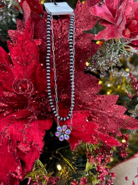 Crystal Flower Layered Necklace