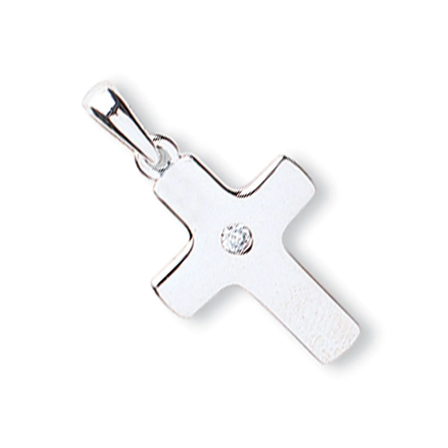 CZ Cross Pendant Necklace in 9ct White Gold 0.7g