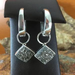 David Rosales Silver Country Sterling Silver and Square Druzy Earrings