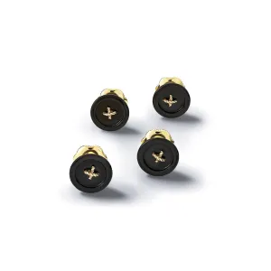 Deauville Dress Studs Yellow Gold - Black Onyx