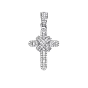 Diamond Cross Pendant Necklace 0.44ct H-SI in 9K Yellow Gold