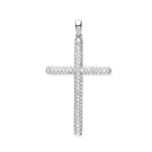 Diamond Cross Pendant Necklace 0.45ct H-SI in 18K White Gold