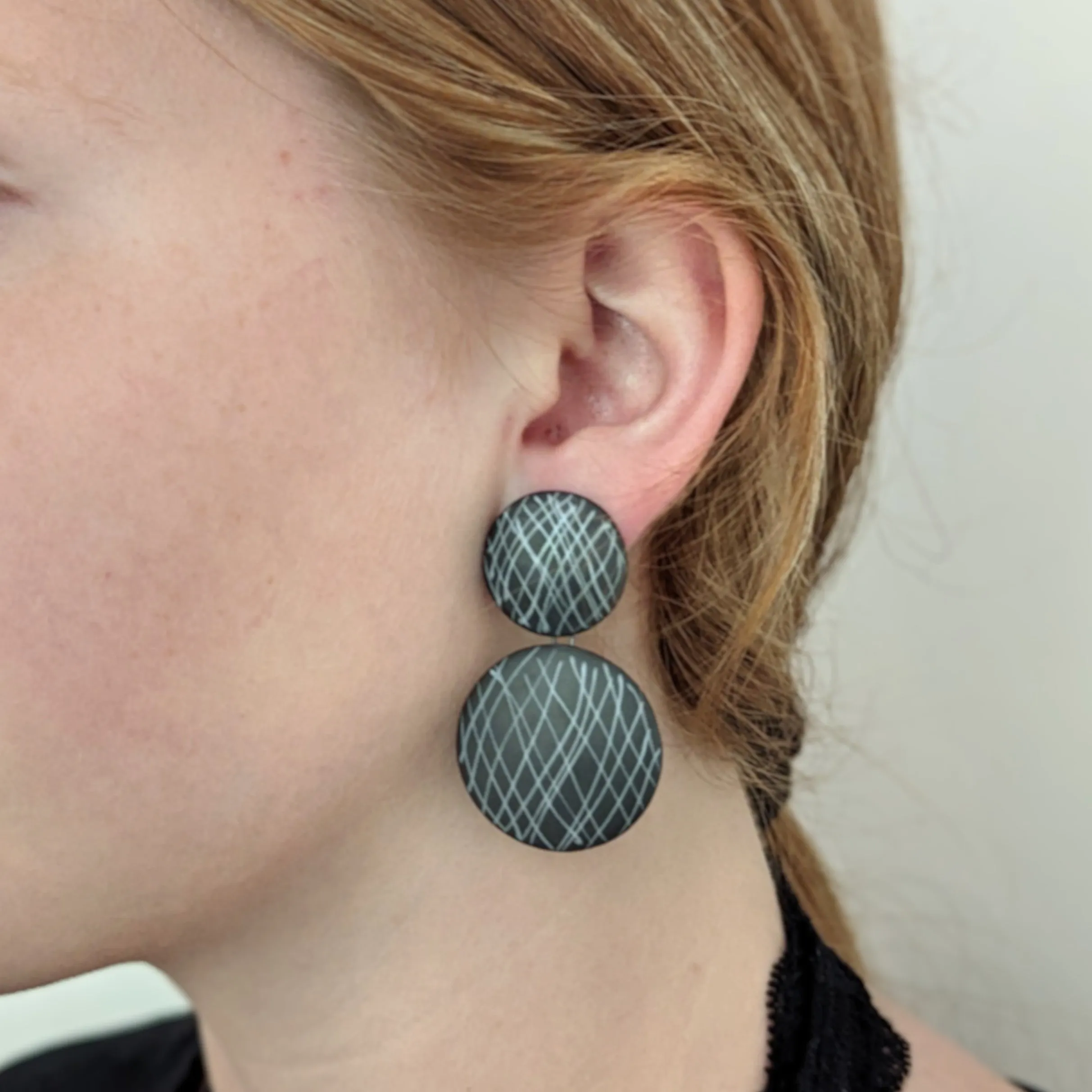 Double Disc Crosshatch Earrings