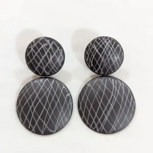 Double Disc Crosshatch Earrings