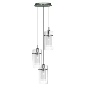 Duo I 3 Light Pendant - Chrome & Double Glass