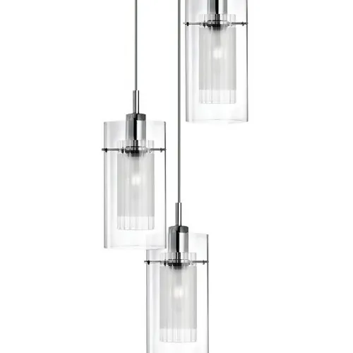 Duo I 3 Light Pendant - Chrome & Double Glass