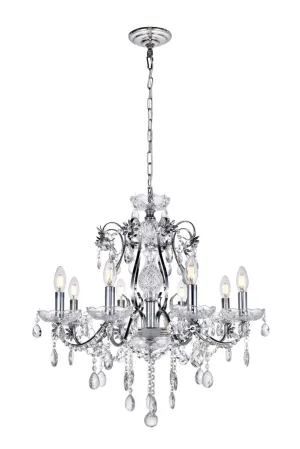 Eight Light Chandelier from the Voltaire Collection in Chrome Finish by Elegant Lighting