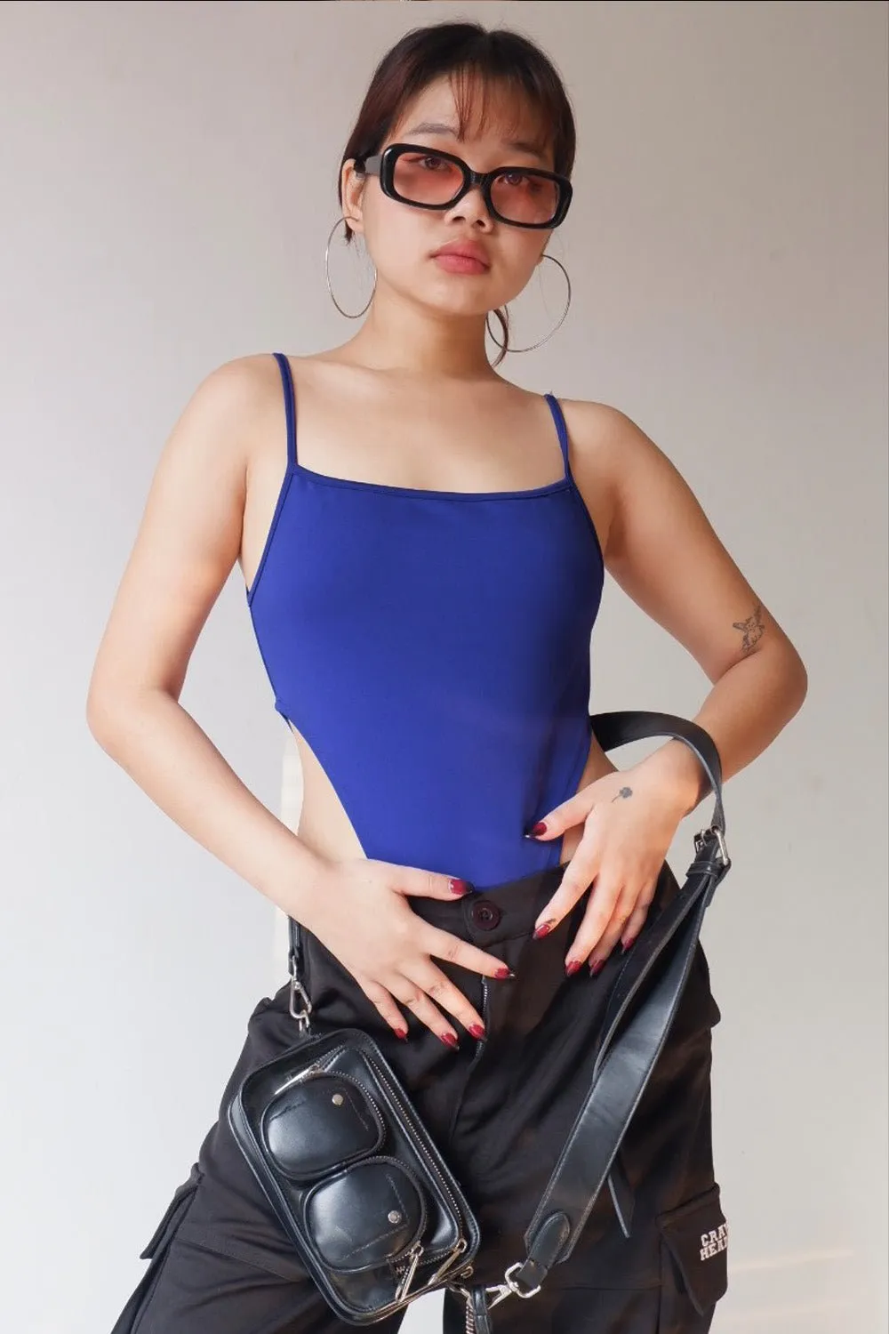 Electric Blue Extra Deep Strap Bodysuit