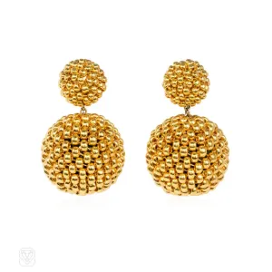 Electroplated glass beaded double ball earrings