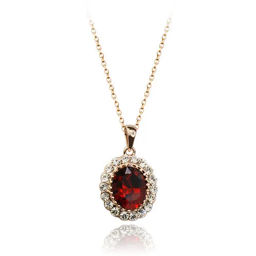 Elegant Created Rose Gold Color Green Colorful Crystal Pendant Necklace For Women Wedding Party Top Quality ZYN247