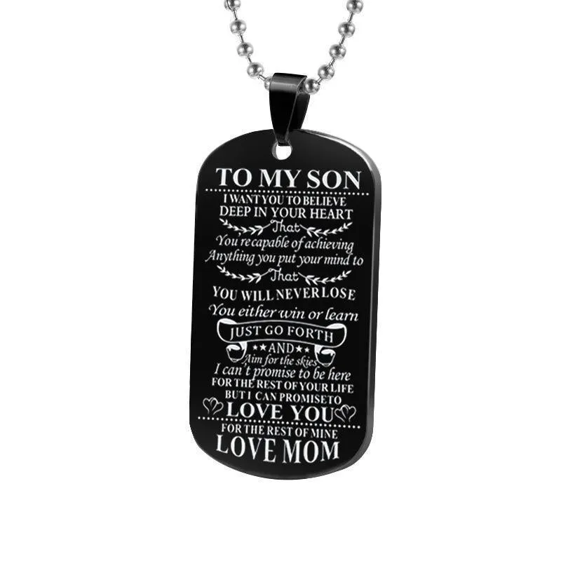 Engraving Stainless Steel Tags Dad   Mom To Son   Daughter