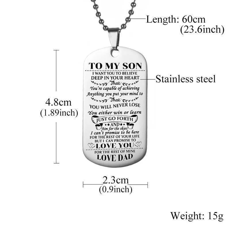 Engraving Stainless Steel Tags Dad   Mom To Son   Daughter