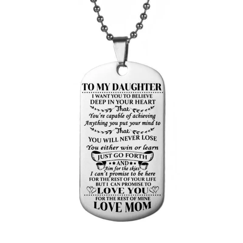 Engraving Stainless Steel Tags Dad   Mom To Son   Daughter