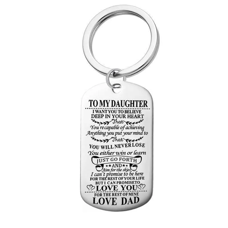 Engraving Stainless Steel Tags Dad   Mom To Son   Daughter