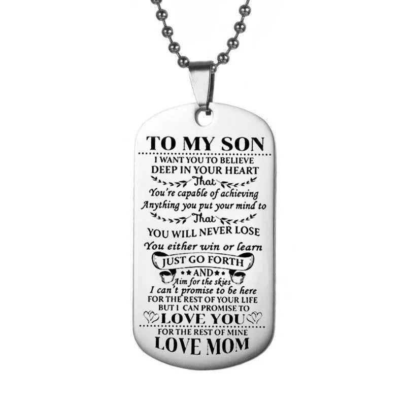 Engraving Stainless Steel Tags Dad   Mom To Son   Daughter