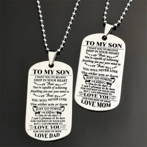 Engraving Stainless Steel Tags Dad   Mom To Son   Daughter