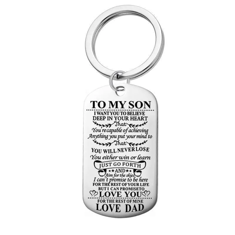 Engraving Stainless Steel Tags Dad   Mom To Son   Daughter