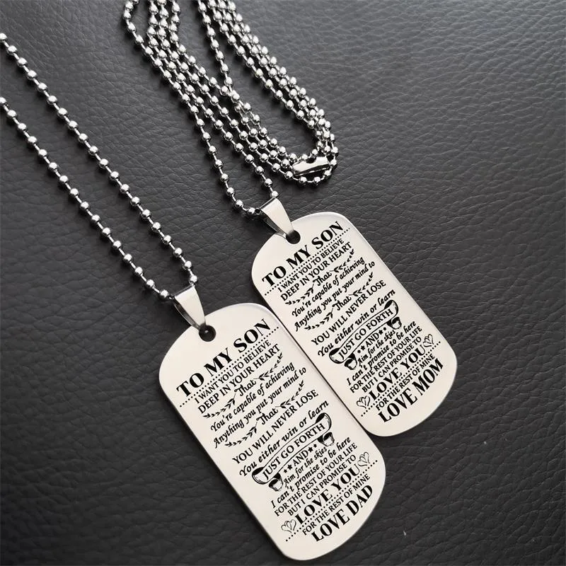 Engraving Stainless Steel Tags Dad   Mom To Son   Daughter