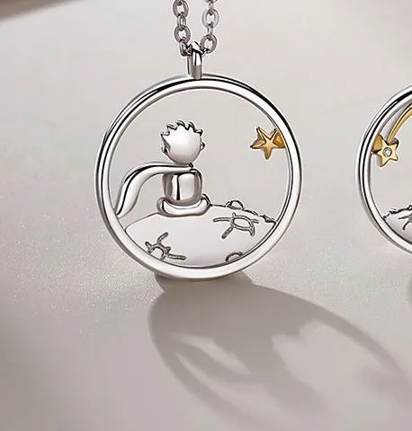 Fashion Couple S925 Silver Plated Prince Little Fox Pendant Personalized Necklace Valentine's Day Anniversary Gift  X203