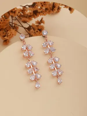 Floral Shaped Contemporary Zircon Drop Earrings