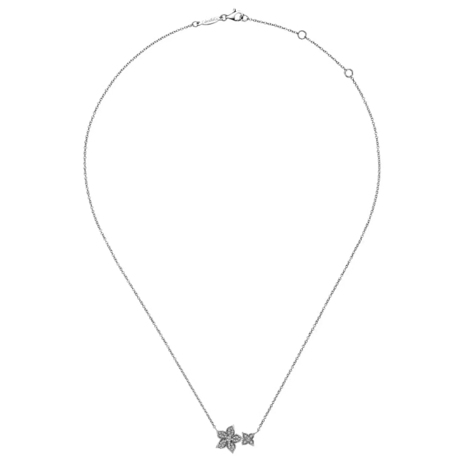 Gabriel & Co. Double Pave Diamond Flower Necklace