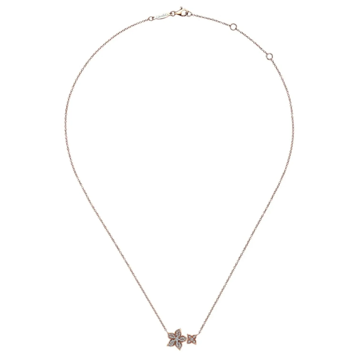 Gabriel & Co. Double Pave Diamond Flower Necklace