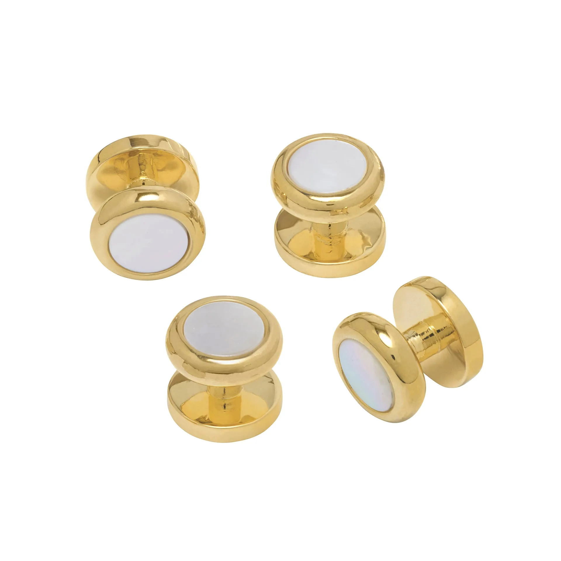 Gemstone Inlay Classic Round  18Karat Vermeil Plated Tuxedo Studs